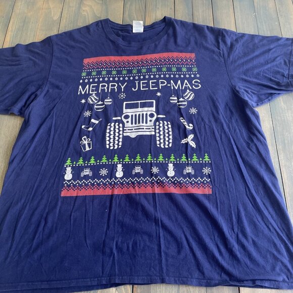 Merry Jeep-mas Christmas Jeep Graphic Tee - Adult 2 XL Graphic Tee (XM1) - Picture 1 of 5
